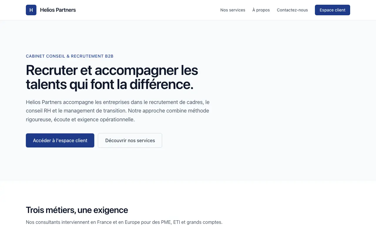Capture du site démo Helios Partners